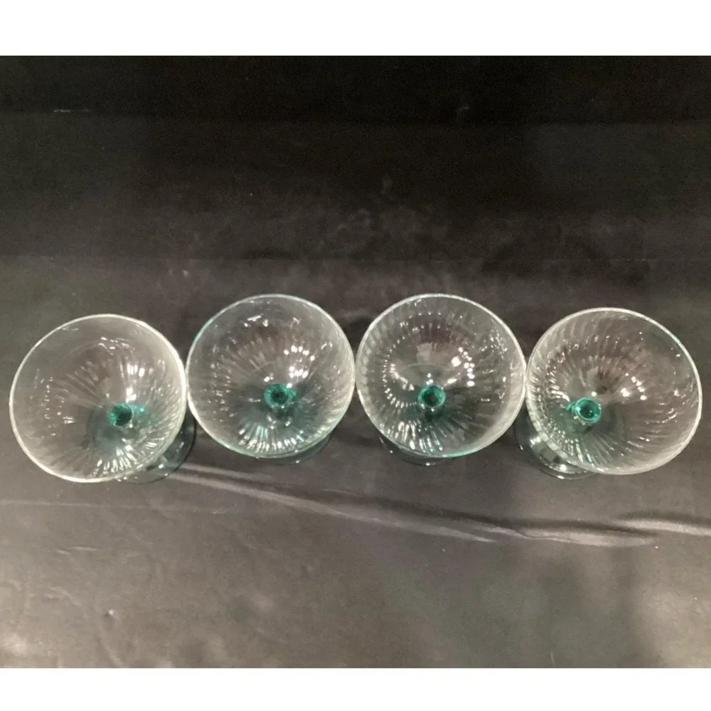Cristal D'Arques Country‎ Manor Champagne Coupes, Set of 4, Turquoise Stemware